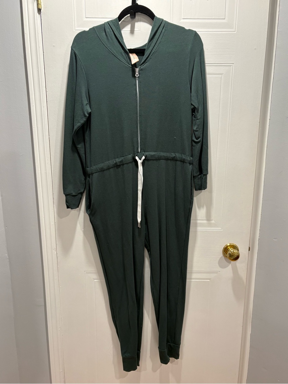 Smash + Tess Romper- Dark Green Hooded One-Piece Jumpsuit